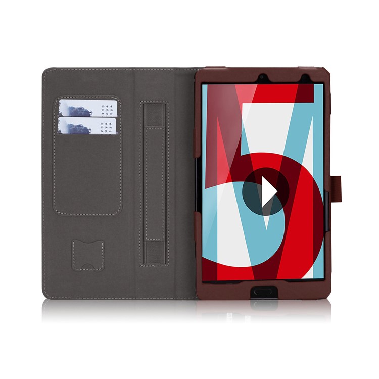 Foldable Stand PU Leather Card Holder Shell for Huawei MediaPad M5 8 - Brown-2