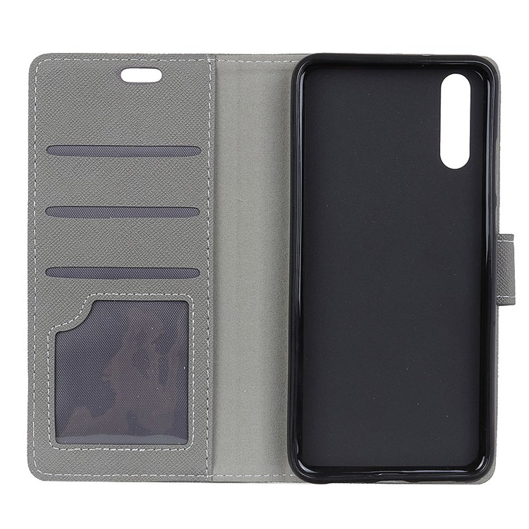 Cross Texture PU Leather Wallet Stand Cover Case for Huawei P20 - Grey-5