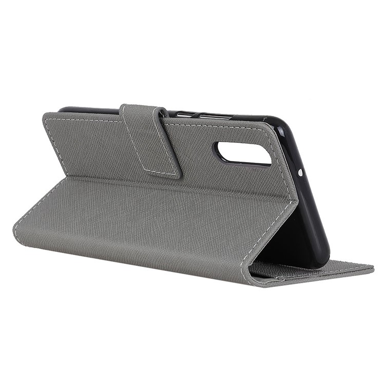 Cross Texture PU Leather Wallet Stand Cover Case for Huawei P20 - Grey-6