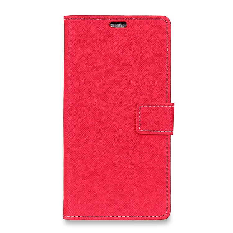 Cross Texture PU Leather Wallet Phone Casing with Stand for Huawei P20 - Red-1