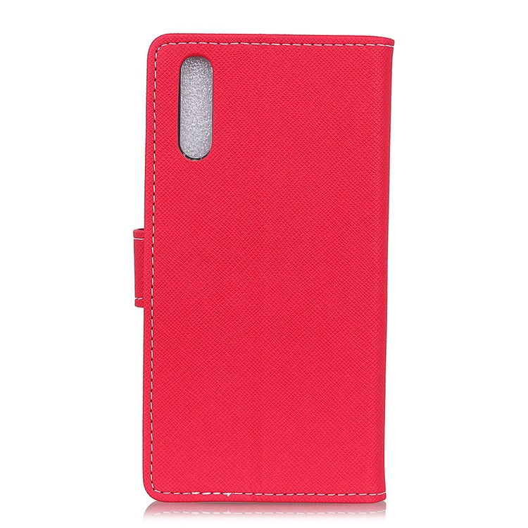 Cross Texture PU Leather Wallet Phone Casing with Stand for Huawei P20 - Red-4