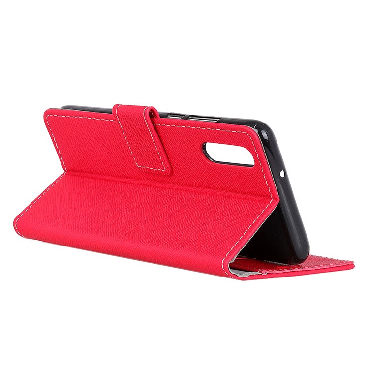 Cross Texture PU Leather Wallet Phone Casing with Stand for Huawei P20 - Red-6