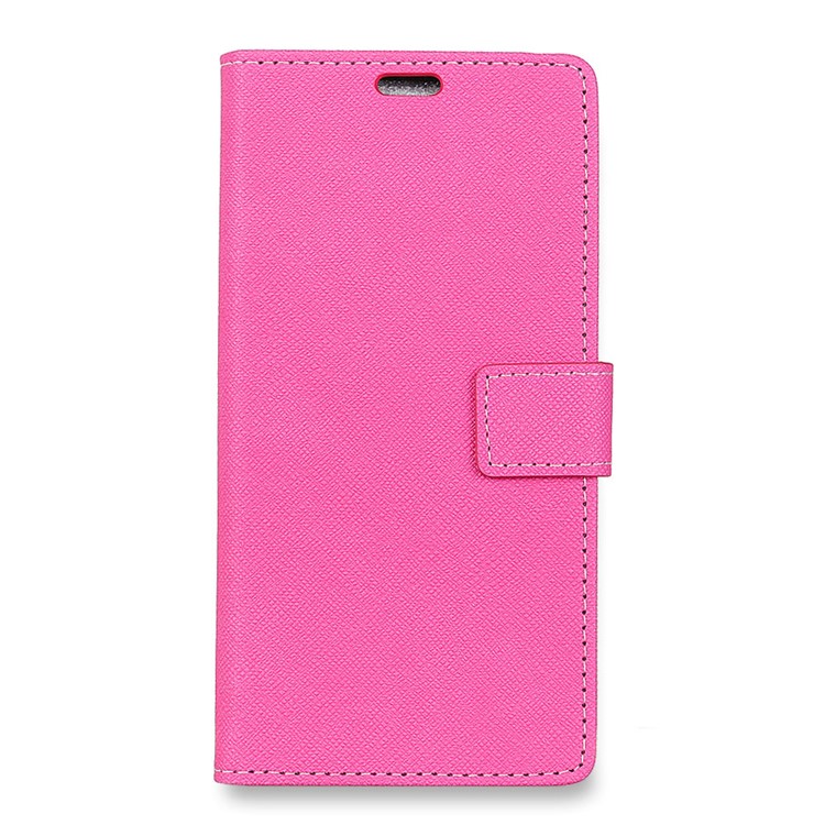 Cross Texture Stand Wallet Leather Mobile Shell for Huawei P20 - Rose-1