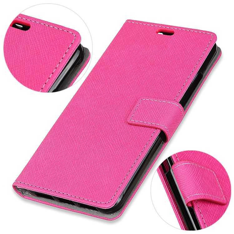 Cross Texture Stand Wallet Leather Mobile Shell for Huawei P20 - Rose-2