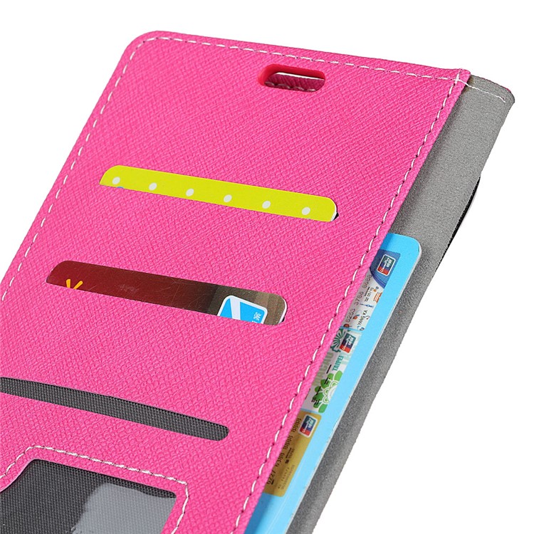 Cross Texture Stand Wallet Leather Mobile Shell for Huawei P20 - Rose-3