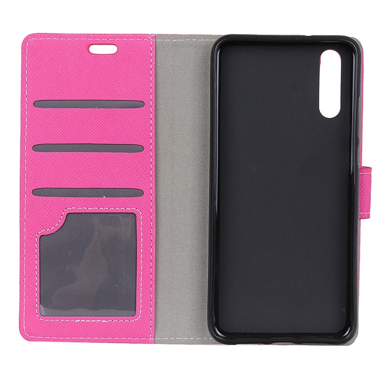 Cross Texture Stand Wallet Leather Mobile Shell for Huawei P20 - Rose-5