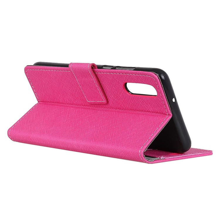 Cross Texture Stand Wallet Leather Mobile Shell for Huawei P20 - Rose-6