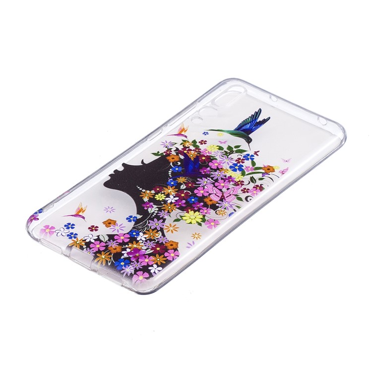 Pattern Printing IMD TPU Back Shell for Huawei P20 - Flowered Girl-2