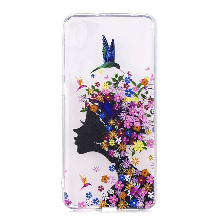 Pattern Printing IMD TPU Back Shell for Huawei P20 - Flowered Girl-5
