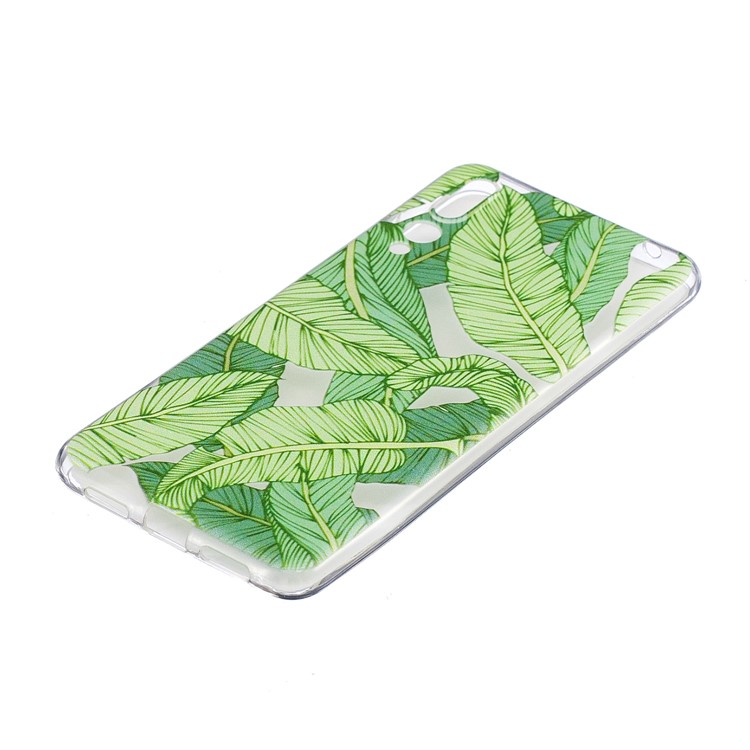 Pattern Printing IMD TPU Back Casing for Huawei P20 - Green Leaves-2