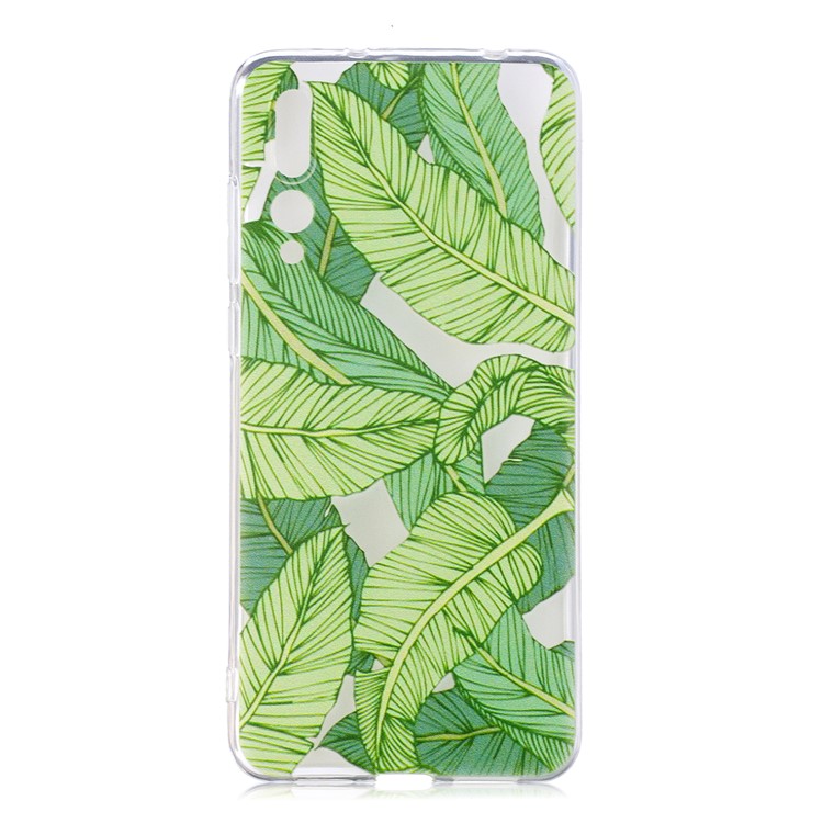 Pattern Printing IMD TPU Back Casing for Huawei P20 - Green Leaves-5