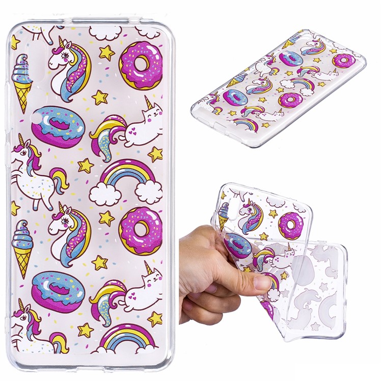 Pattern Printing IMD TPU Mobile Phone Cover for Huawei P20 - Doughnuts and Unicorns-1