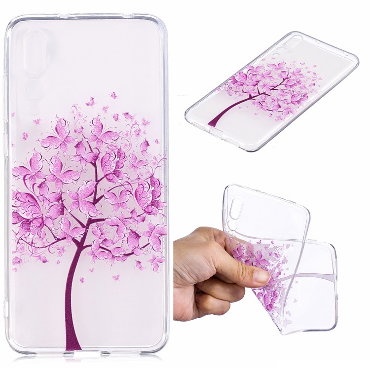 Pattern Printing IMD TPU Cell Phone Shell for Huawei P20 - Purple Tree-1