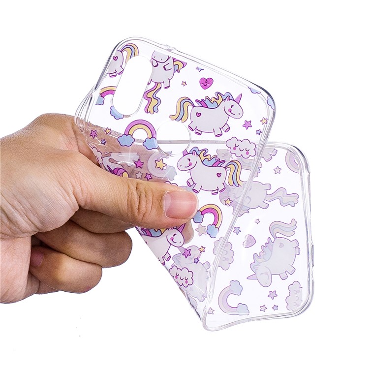 Pattern Printing TPU Cover for Huawei P20 Lite / Nova 3e - Cloud and Unicorn-2