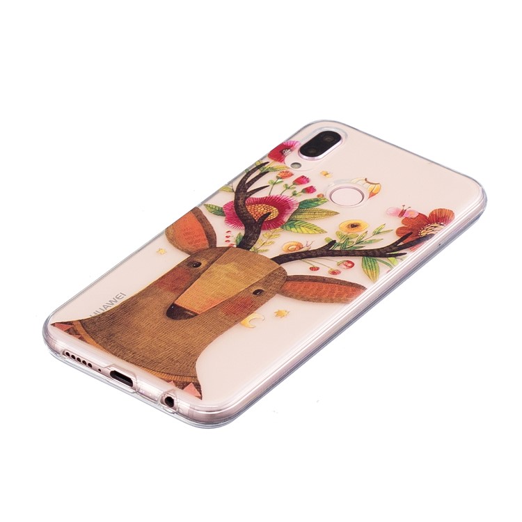 Pattern Printing TPU Shell Cover Case for Huawei P20 Lite / Nova 3e - Deer with Flowers-4