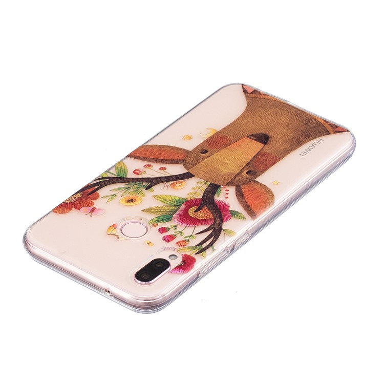 Pattern Printing TPU Shell Cover Case for Huawei P20 Lite / Nova 3e - Deer with Flowers-5