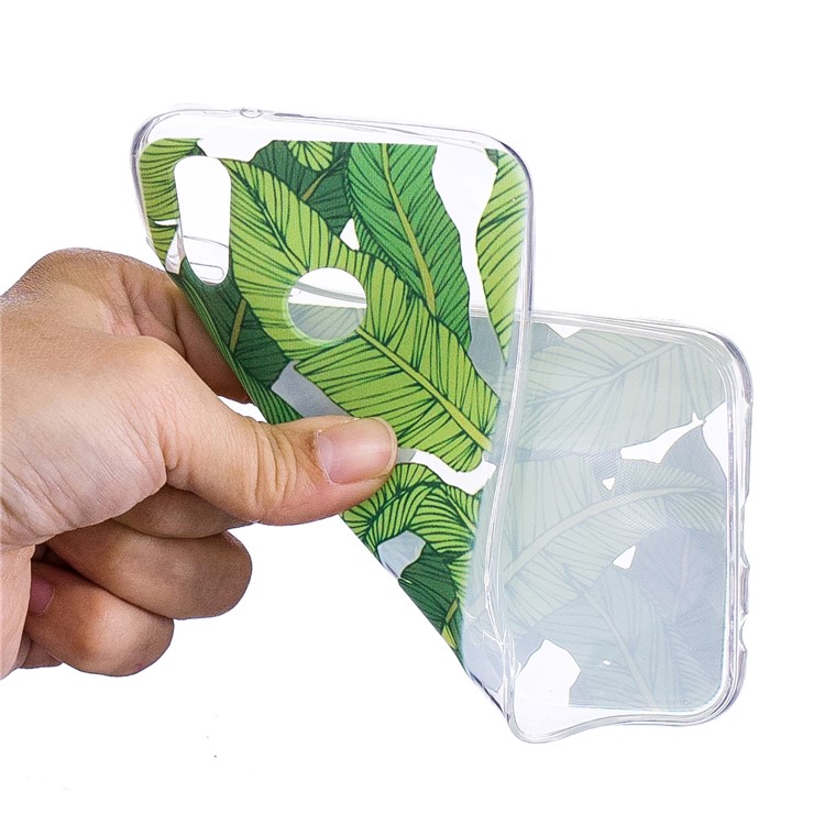 Pattern Printing TPU Case Cover Shell for Huawei P20 Lite / Nova 3e - Green Leaves-2