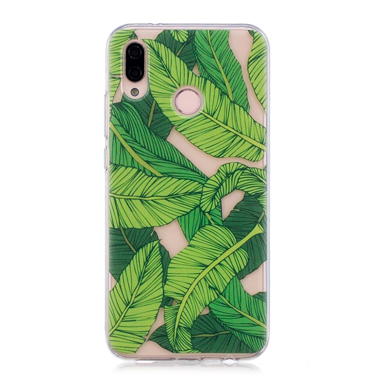 Impressão de Padrão TPU Case Taplo de Capa Para Huawei P20 Lite / Nova 3e - Folhas Verdes