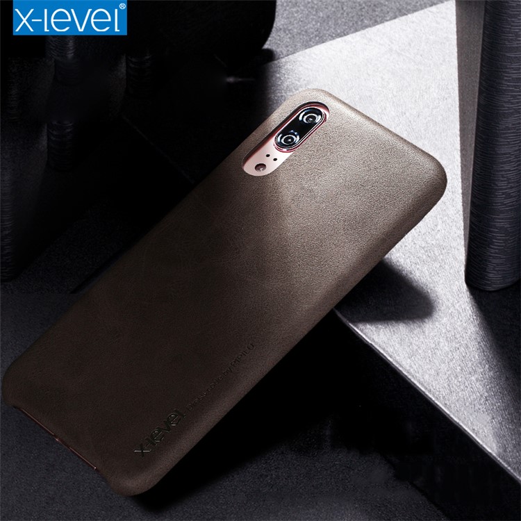 X-LEVEL Vintage Leather Coated PC Mobile Case for Huawei P20 Pro - Brown-3