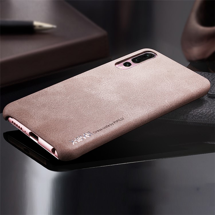 X-LEVEL Vintage Leather Coated Plastic Shell Cover Case for Huawei P20 Pro - Gold-1