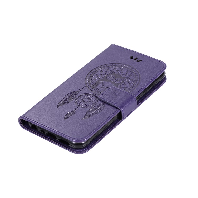 Imprint Dream Catcher Owl Magnetic Wallet PU Leather Stand Protective Cover for Huawei Honor 9 Lite/Honor 9 Youth Edition - Purple-7