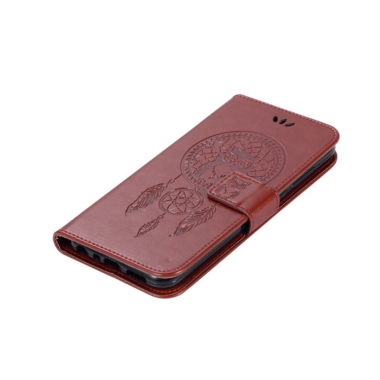 Imprint Dream Catcher Owl Magnetic Wallet PU Leather Stand Protective Shell for Huawei Honor 9 Lite/Honor 9 Youth Edition - Brown-7