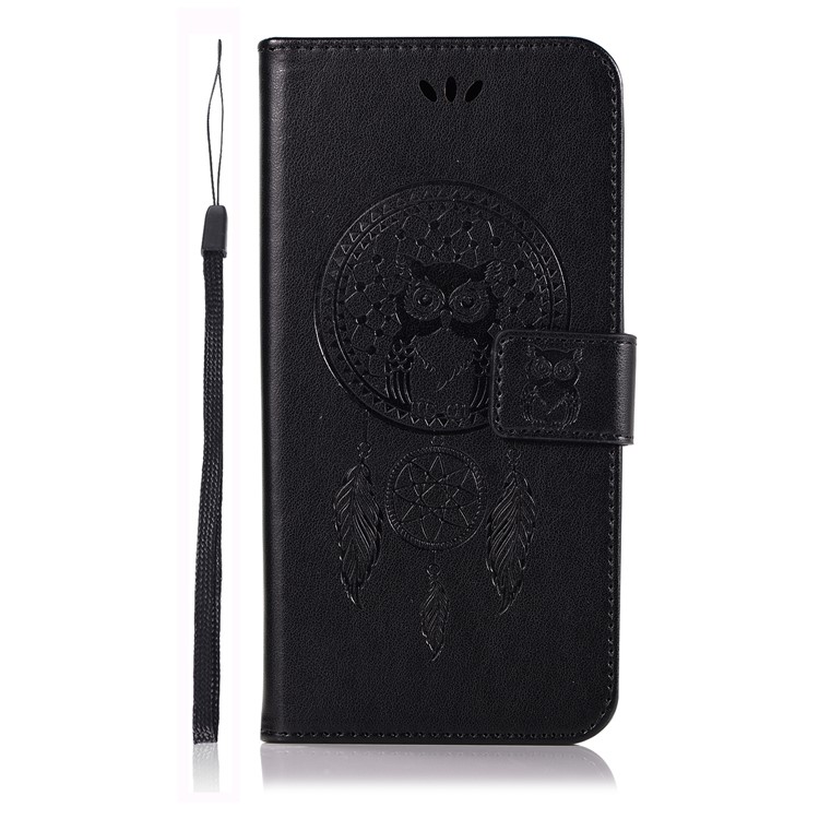 Imprint Owl Dream Catcher Wallet Leather Stand Case for Huawei P20 Pro - Black-2
