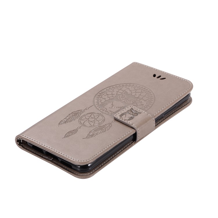 Imprint Owl Dream Catcher Wallet Leather Stand Cover for Huawei P20 Pro - Grey-7