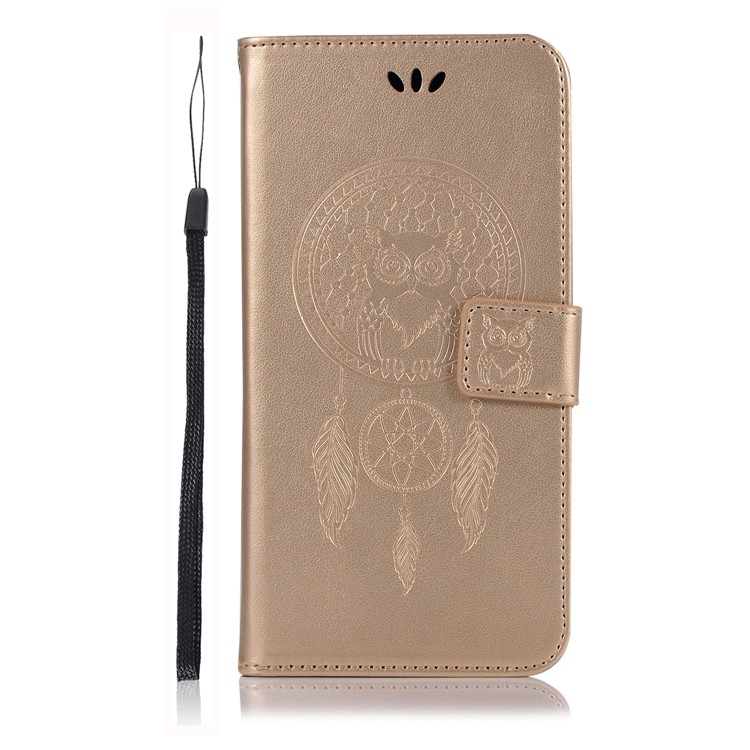 Imprint Owl Dream Catcher Wallet Leather Phone Case for Huawei P20 Pro - Gold-2