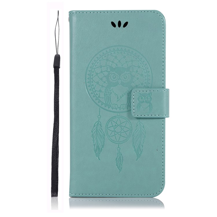 Imprint Owl Dream Catcher Wallet Leather Phone Cover for Huawei P20 Pro - Cyan-2