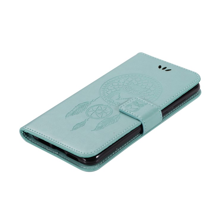 Imprint Owl Dream Catcher Wallet Leather Phone Cover for Huawei P20 Pro - Cyan-7