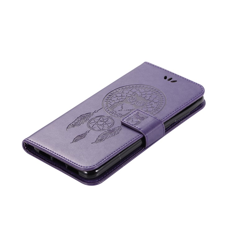 Imprint Owl Dream Catcher Wallet Leather Shell Case for Huawei P20 Pro - Purple-7