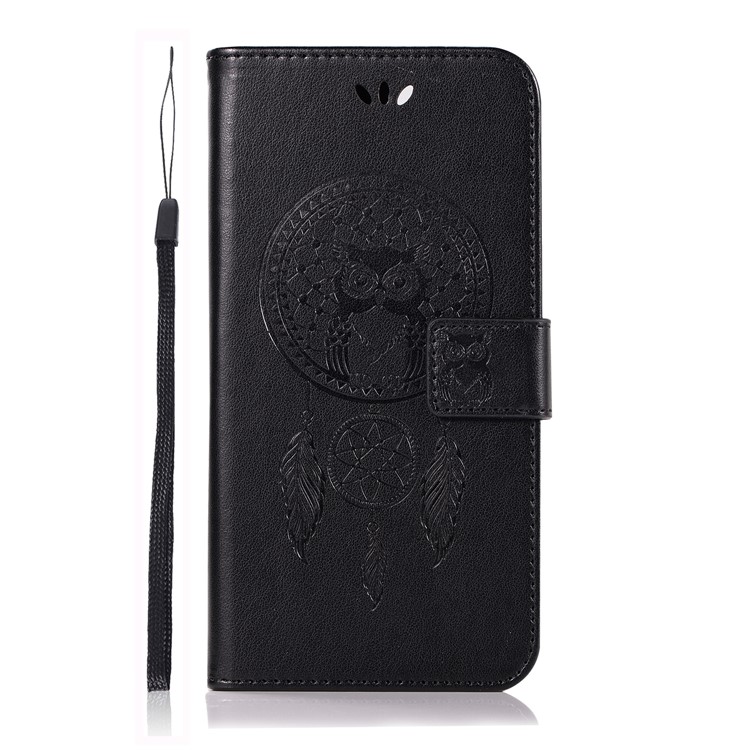 Imprint Owl Dream Catcher Wallet Leather Case for Huawei Honor V10/View 10 - Black-2