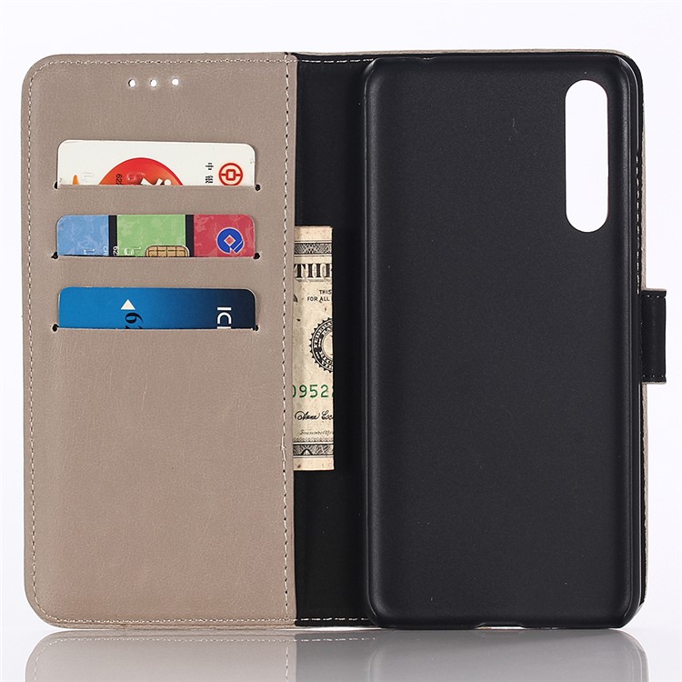 Crazy Horse Texture Retro Style Leather Wallet Stand Cover for Huawei P20 Pro - Grey-3