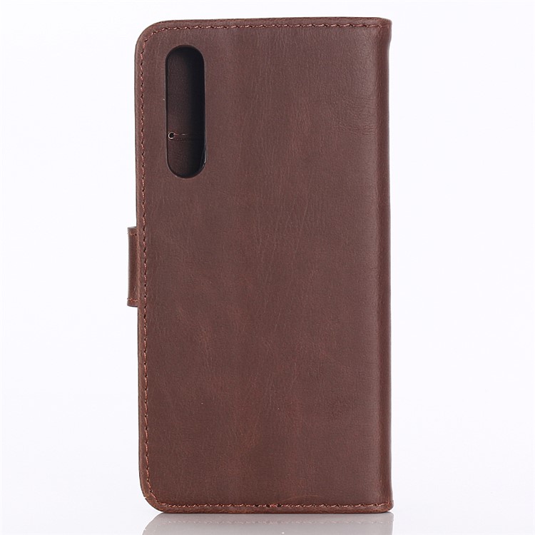 Funda Móvil De La Cartera De Cuero Del Estilo Retro De La Textura Loca Del Caballo Para Huawei P20 Favorable - Café-3
