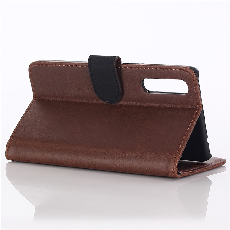 Funda Móvil De La Cartera De Cuero Del Estilo Retro De La Textura Loca Del Caballo Para Huawei P20 Favorable - Café-5
