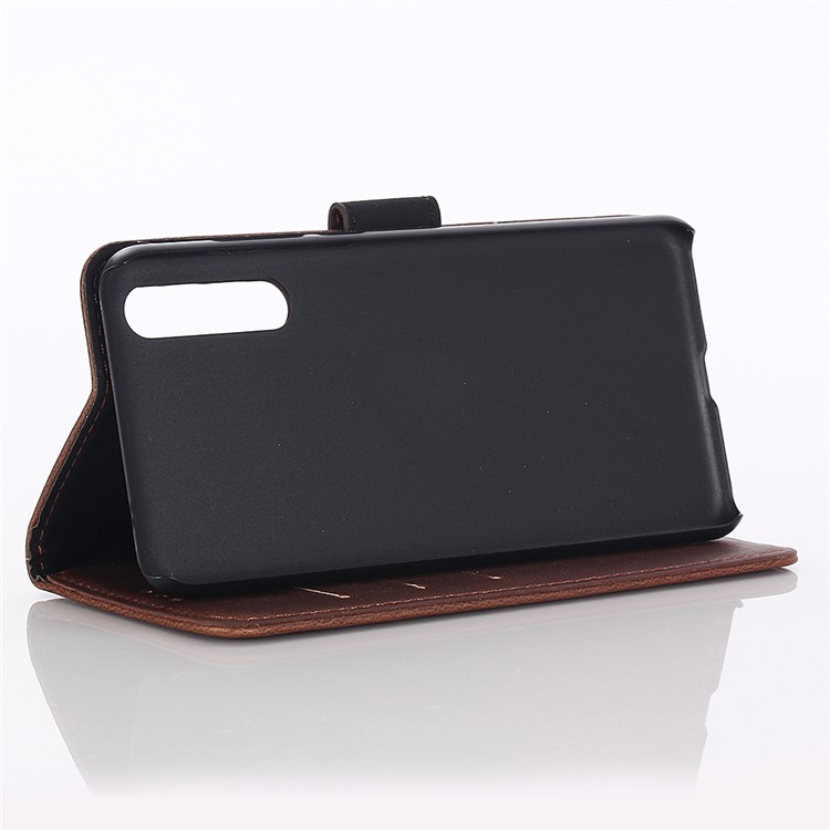 Funda Móvil De La Cartera De Cuero Del Estilo Retro De La Textura Loca Del Caballo Para Huawei P20 Favorable - Café-6