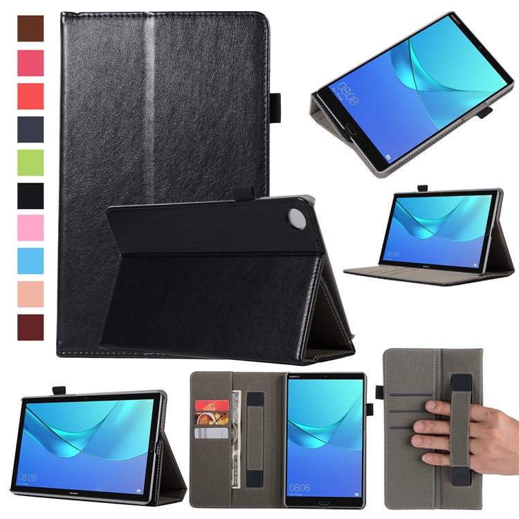 Wallet Stand Leather Case with Elastic Band for Huawei MediaPad M5 8 - Black-1