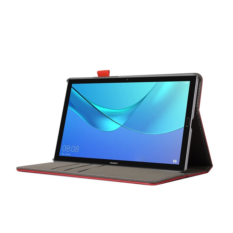 Wallet Stand Leather Cover with Elastic Band for Huawei MediaPad M5 8 - Red-5