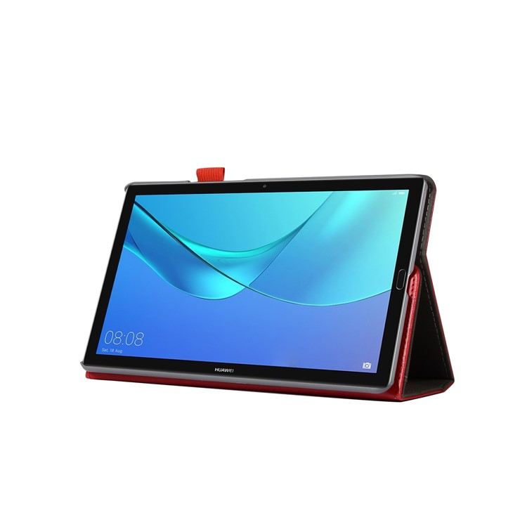 Wallet Stand Leather Cover with Elastic Band for Huawei MediaPad M5 8 - Red-6