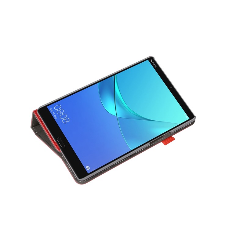 Wallet Stand Leather Cover with Elastic Band for Huawei MediaPad M5 8 - Red-8