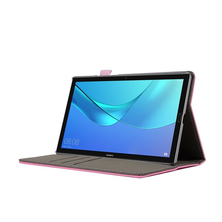 Wallet Stand Leather Casing with Elastic Band for Huawei MediaPad M5 8 - Pink-5