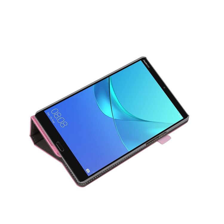 Wallet Stand Leather Casing with Elastic Band for Huawei MediaPad M5 8 - Pink-8