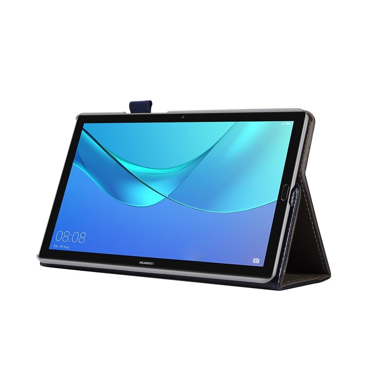 Wallet Stand Leather Protective Casing with Elastic Band for Huawei MediaPad M5 8 - Dark Blue-6