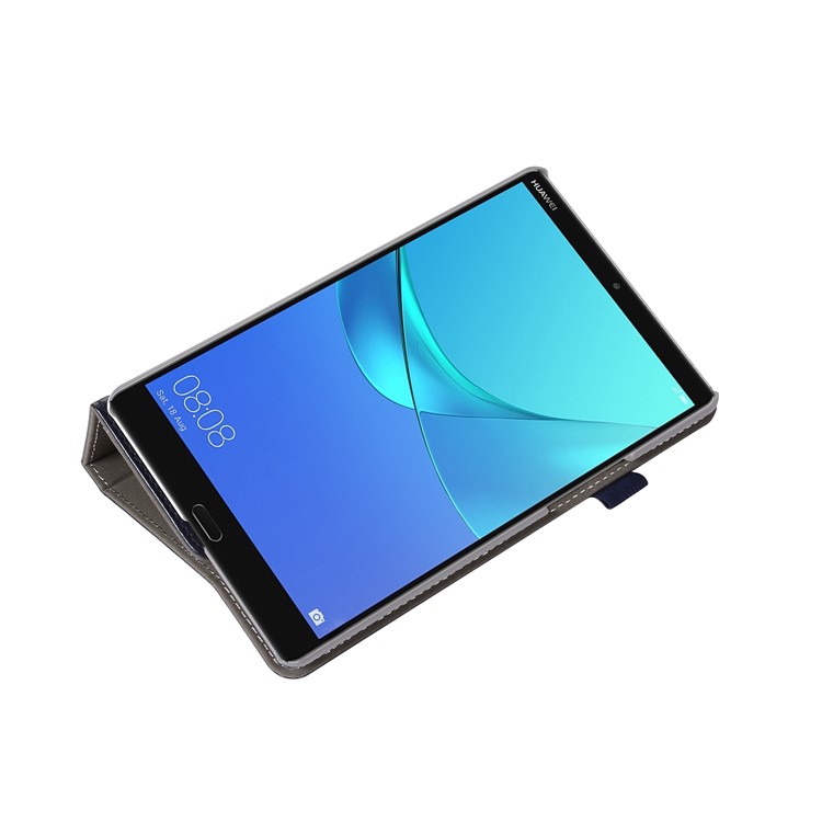 Wallet Stand Leather Protective Casing with Elastic Band for Huawei MediaPad M5 8 - Dark Blue-8