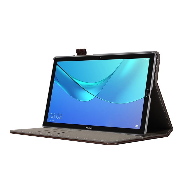 Wallet Stand Elastic Band Leather Case for Huawei MediaPad M5 8 - Brown-5
