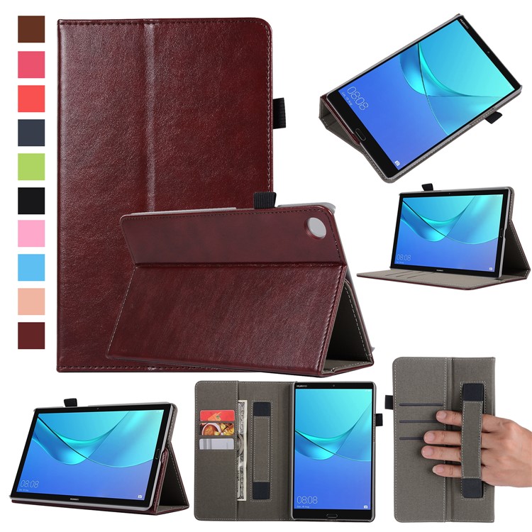 Wallet Stand Elastic Band Leather Cover for Huawei MediaPad M5 8 - Wine Red-1