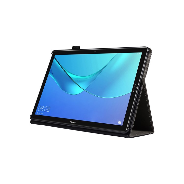 Wallet Stand Leather Case with Elastic Band for Huawei MediaPad M5 10/M5 10 (Pro) - Black-6