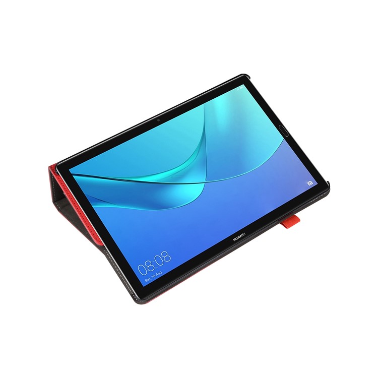 Wallet Stand Leather Cover with Elastic Band for Huawei MediaPad M5 10/M5 10 (Pro) - Red-8