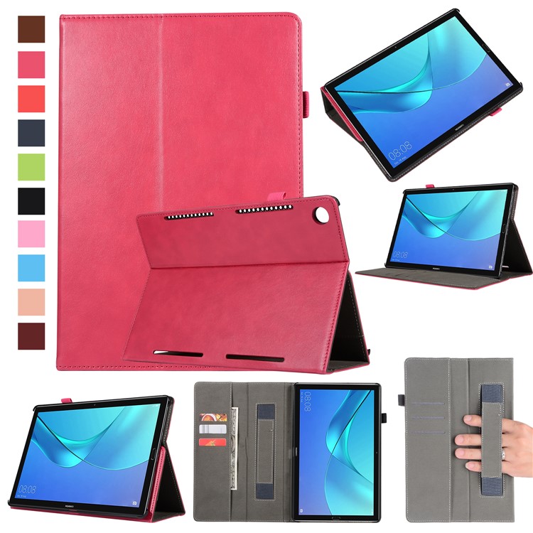Wallet Stand Leather Shell with Elastic Band for Huawei MediaPad M5 10/M5 10 (Pro) - Rose-1